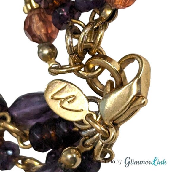 Vintage Liz Claiborne Purple Multi Strand Beaded Bracelet - Picture 10 of 11